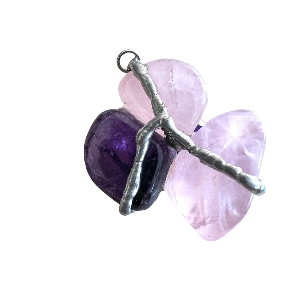 Purple & Pink Amethyst Stones Pendant, Approximately 1.5" x 1.25"